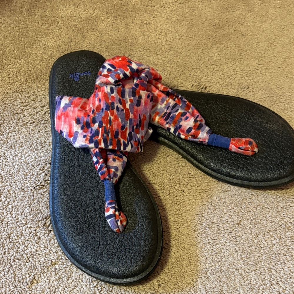 Sanuk Black and Blue Flip Flops